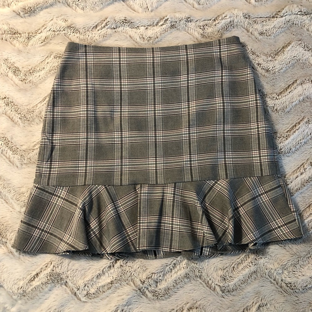 Loft Plaid Ruffle Pencil Skirt 10